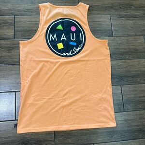 Maui And Sons Tank Top Shirt Men Sz XL Orange Peach Hawaiian Vacation Sleeveless